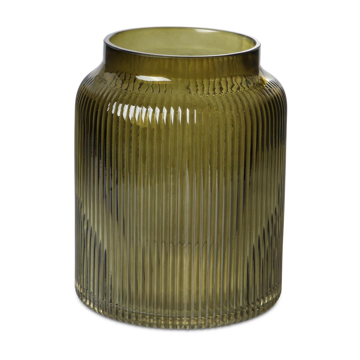 Vase gerillt grün