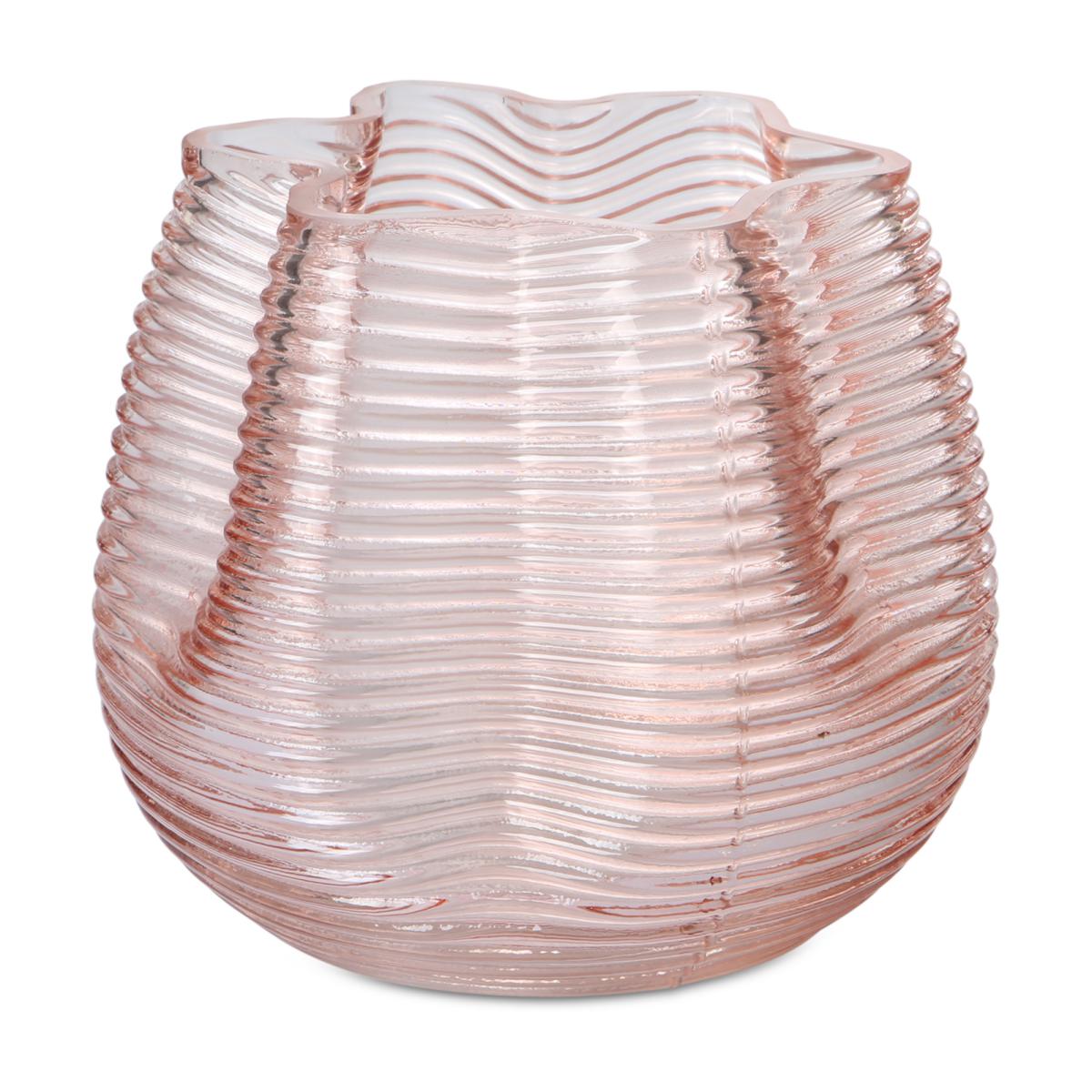 Faltenvase gerillt rose