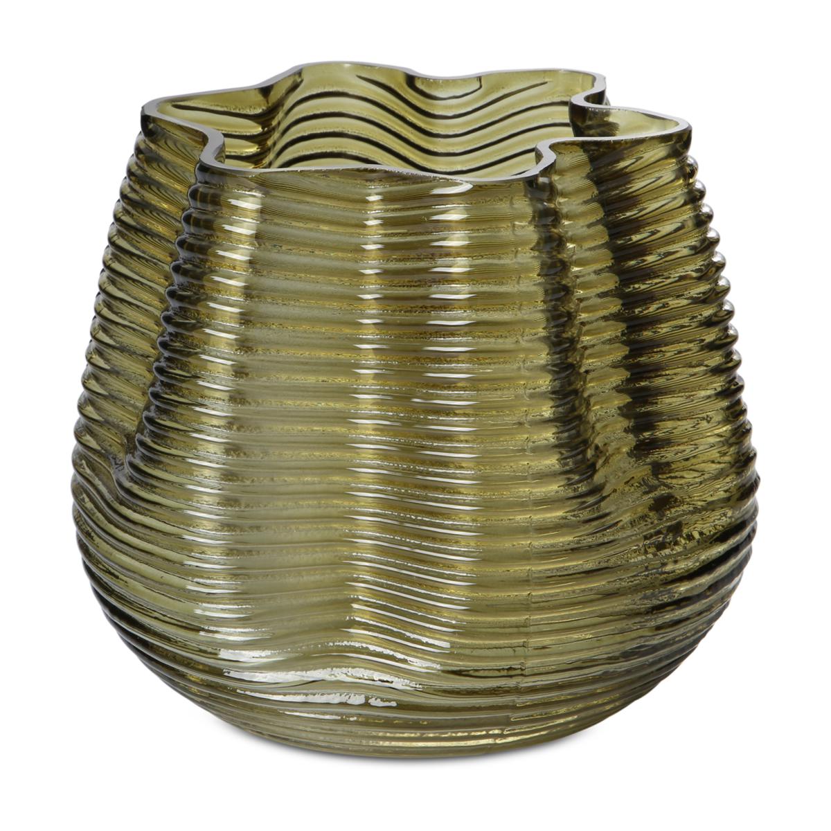 Faltenvase gerillt grün