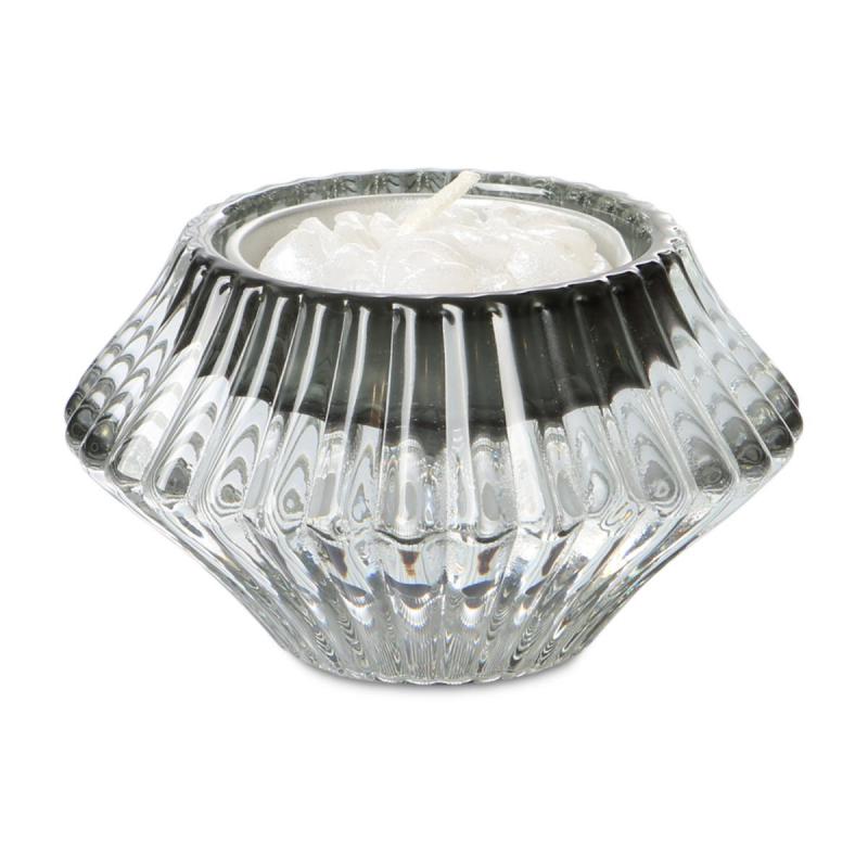 Teelicht gerillt grau