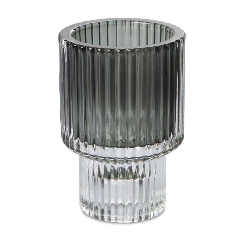 Teelicht gerillt grau