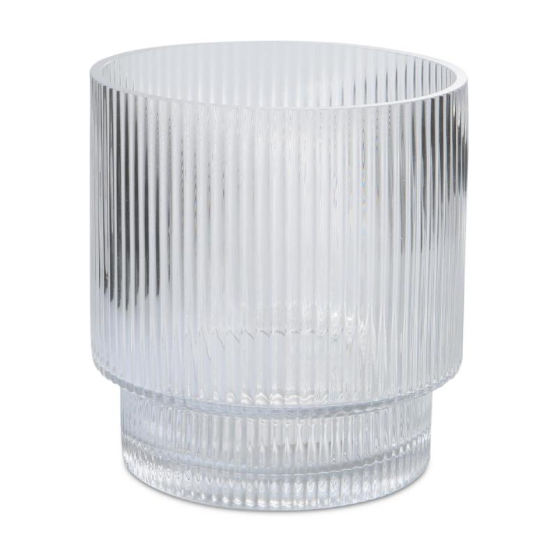 Vase gerillt Zylinder m. Fuß