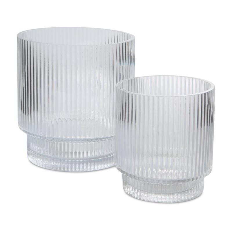 Vase gerillt Zylinder m. Fuß