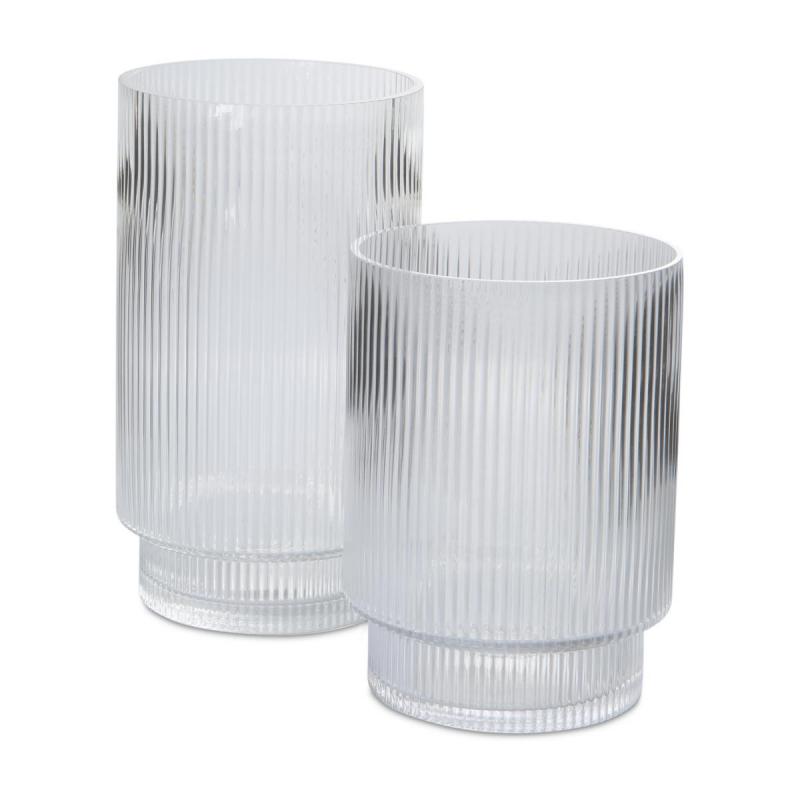 Vase gerillt Zylinder m. Fuß