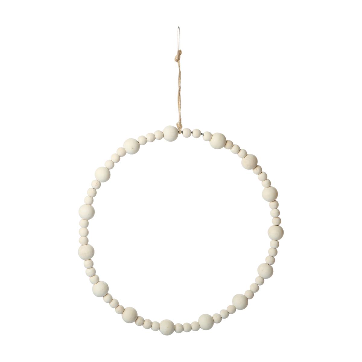 Holzperlen Ring weiß