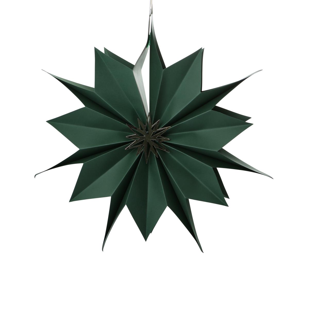 Papierstern 3D dunkelgrün