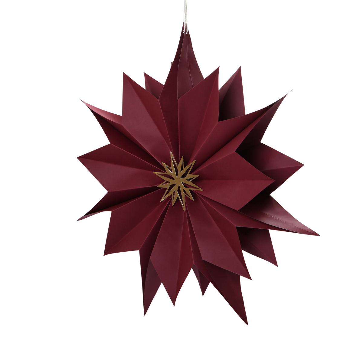 Papierstern 3D bordeaux