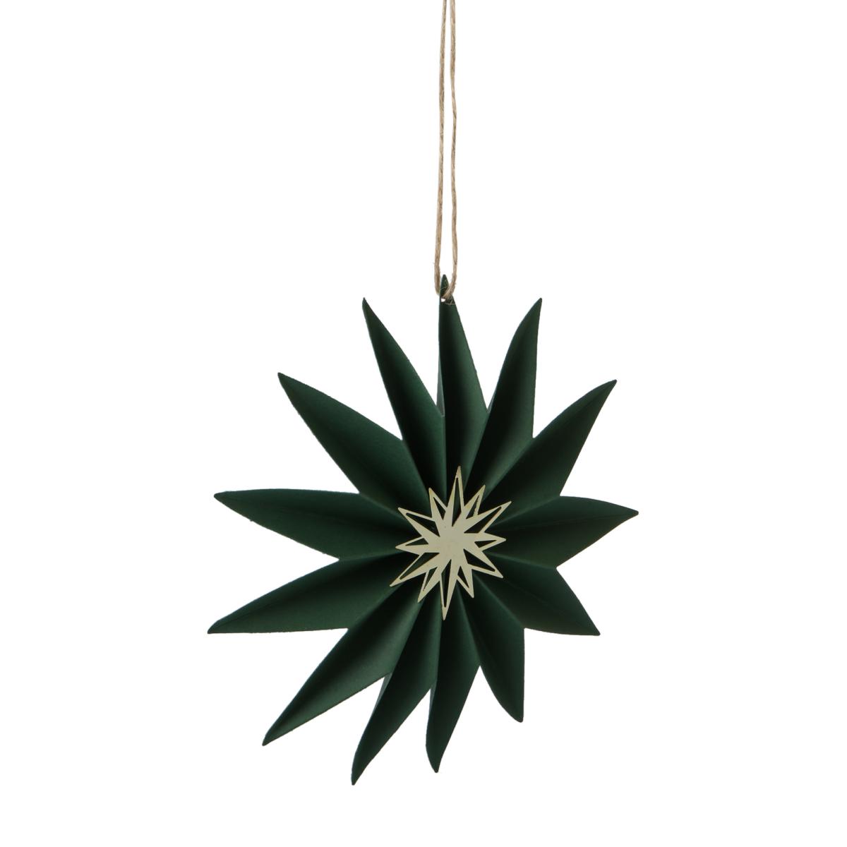 Papierstern 3D dunkelgrün