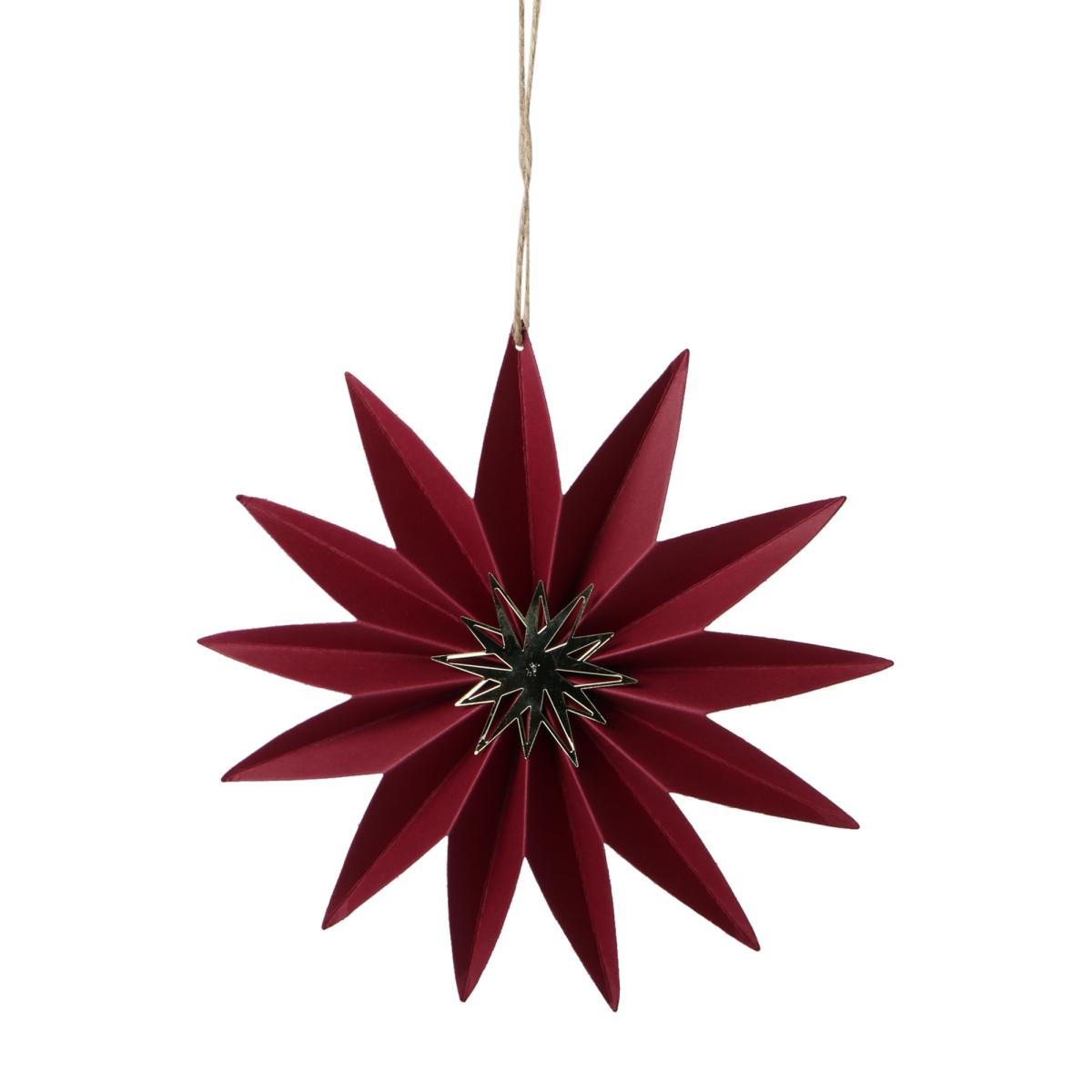 Papierstern 3D bordeaux