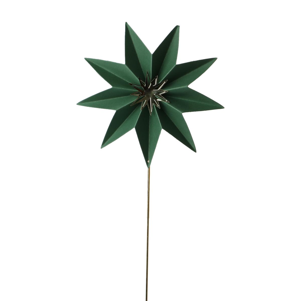 Papierstern am Stick 3D dunkelgrün