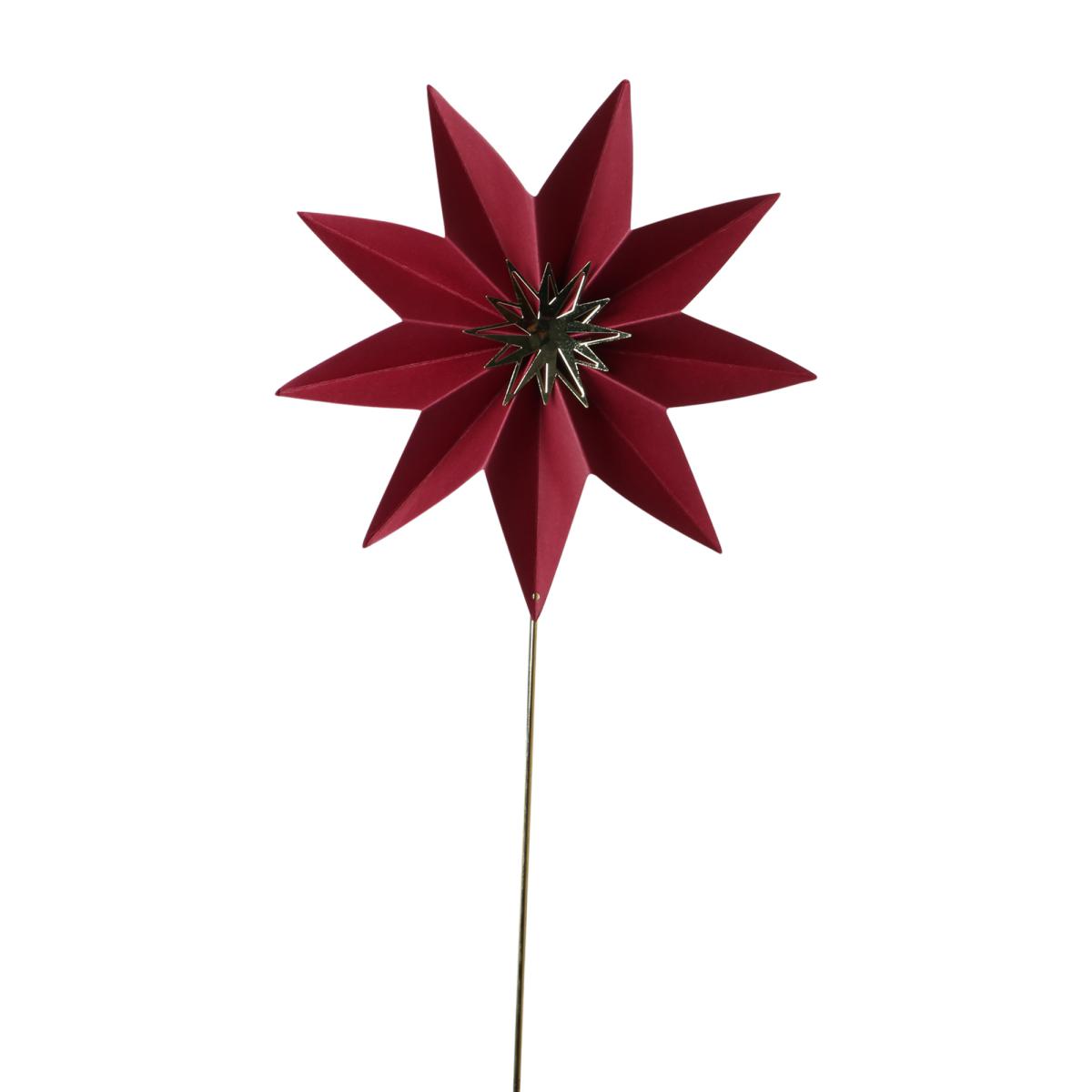 Papierstern am Stick 3D bordeaux