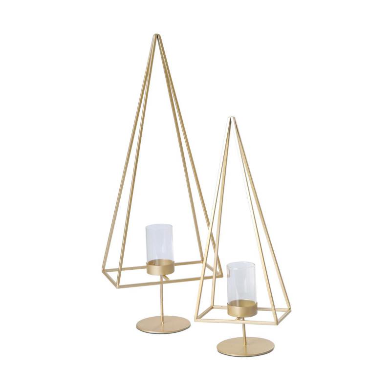 Metall-Baum mit Kerzenhalter gold