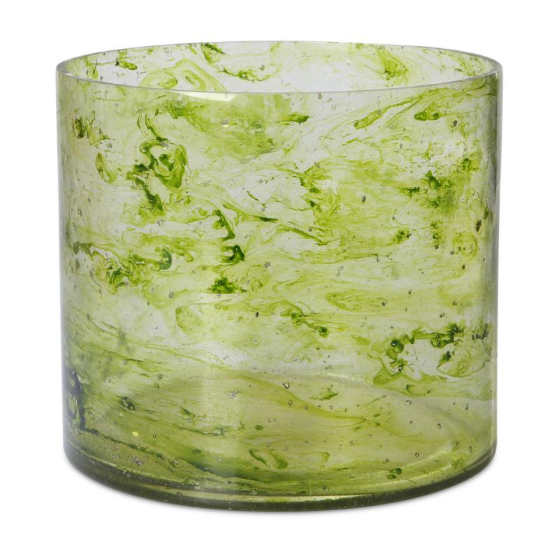 Vase Zylinder grün mit Blasen