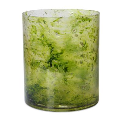 Vase Zylinder grün mit Blasen