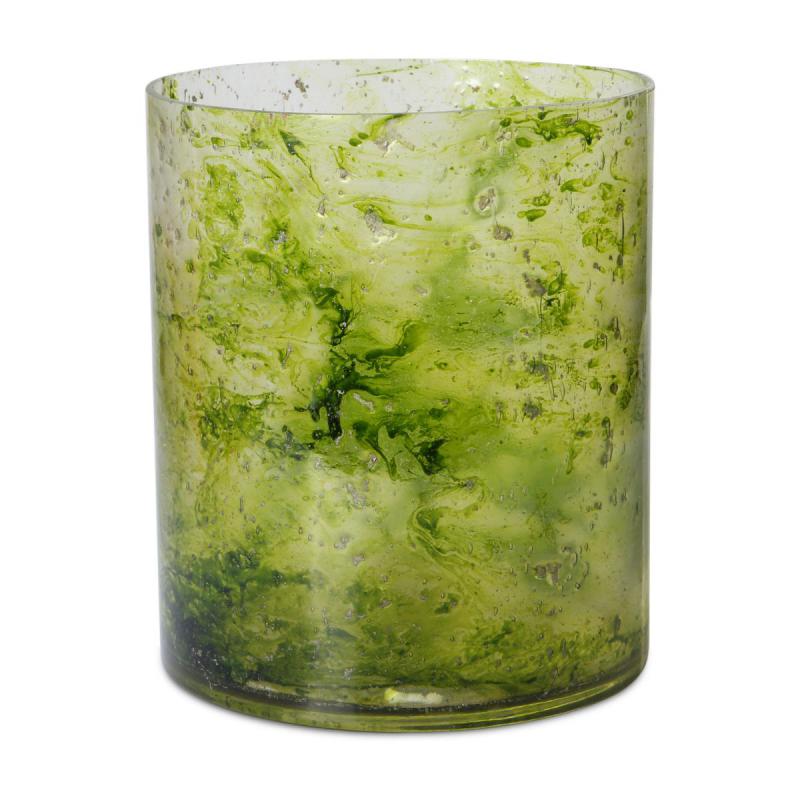Vase Zylinder grün mit Blasen