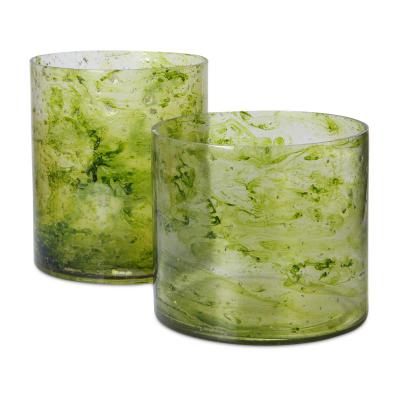 Vase Zylinder grün mit Blasen