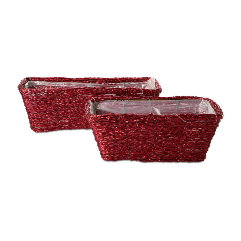 Flechtkorb rechteckig - rot