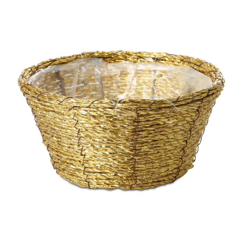 Flechtkorb rund - gold