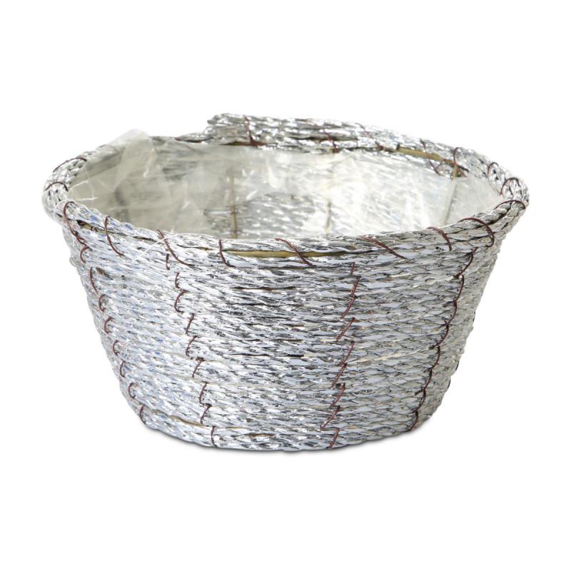 Flechtkorb rund - silber