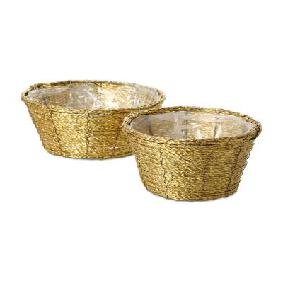 Flechtkorb rund - gold