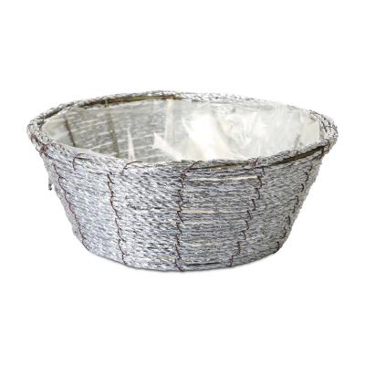 Flechtkorb rund - silber