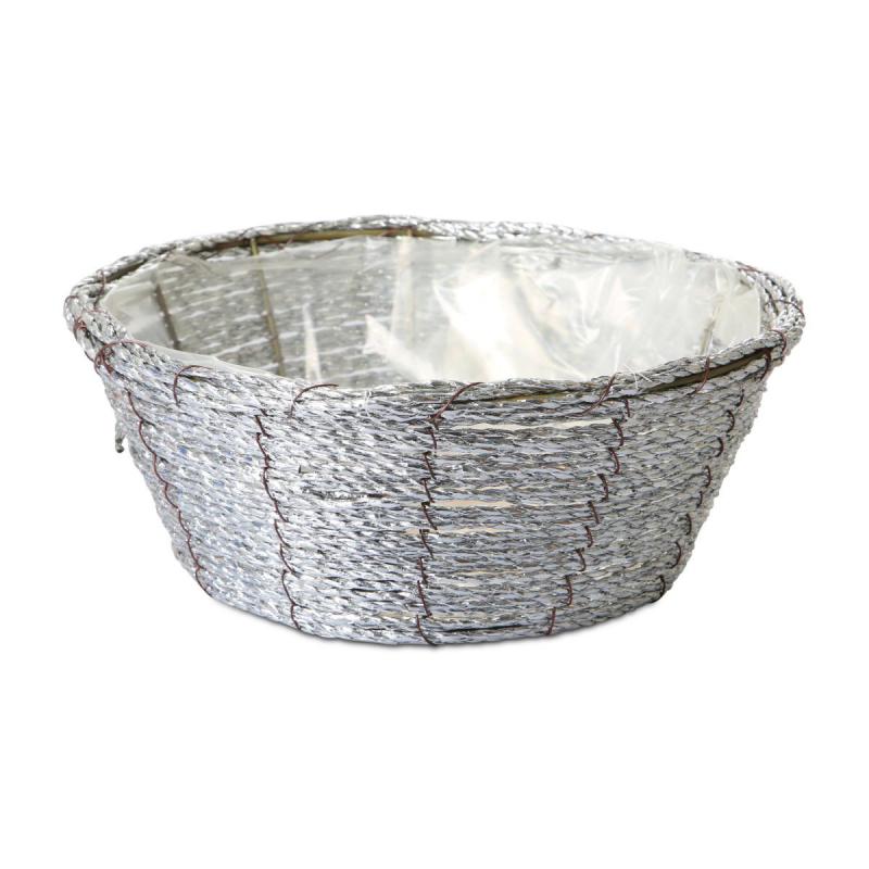Flechtkorb rund - silber