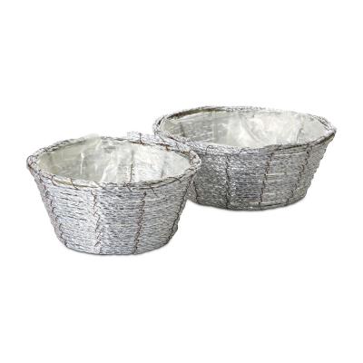 Flechtkorb rund - silber