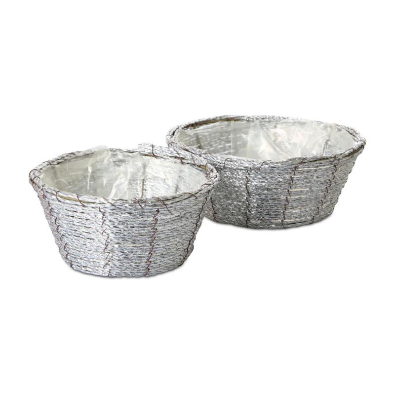 Flechtkorb rund - silber