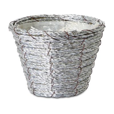 Flechttopf rund - silber