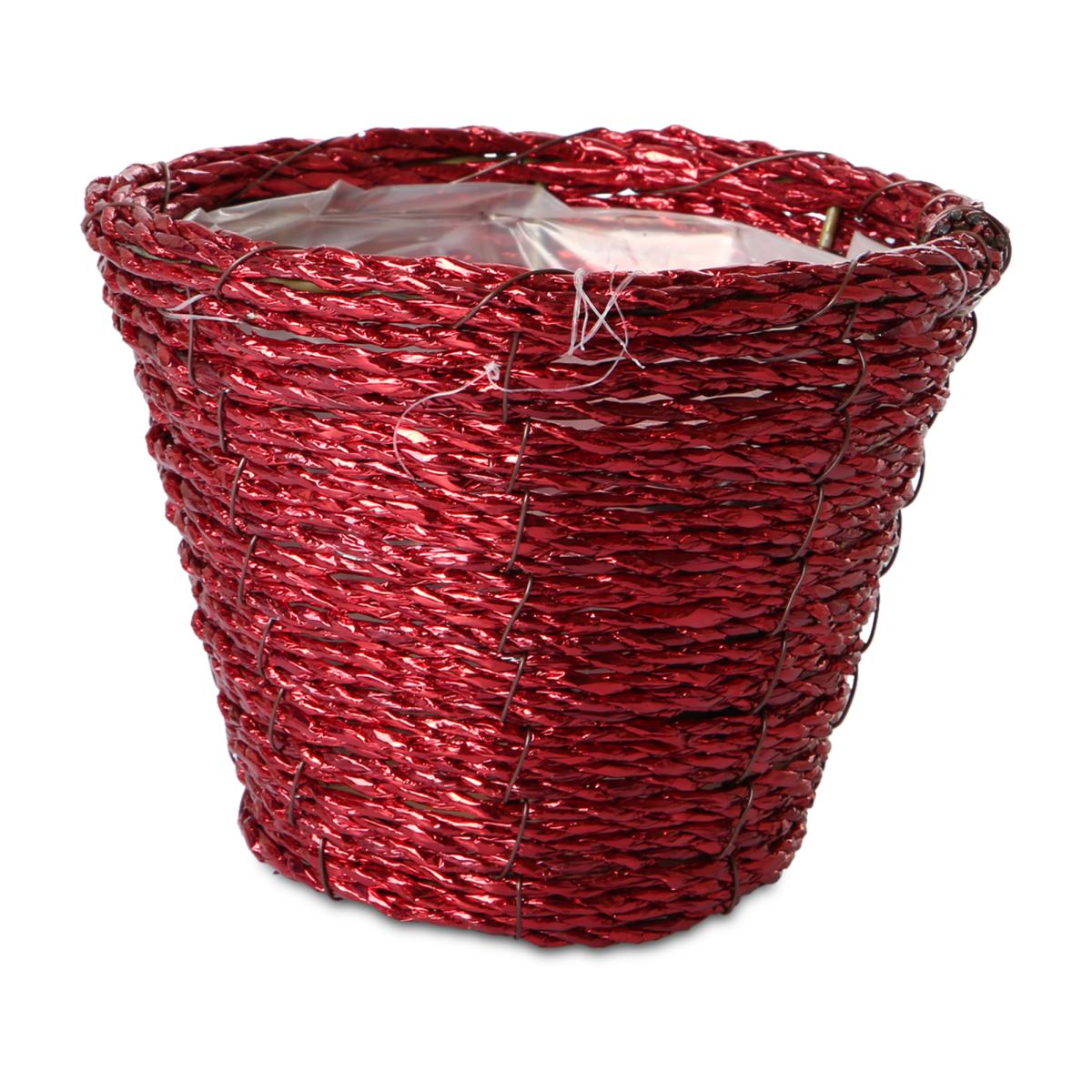 Flechttopf rund - rot