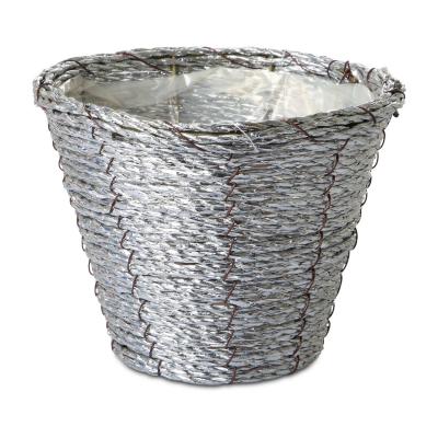 Flechttopf rund - silber