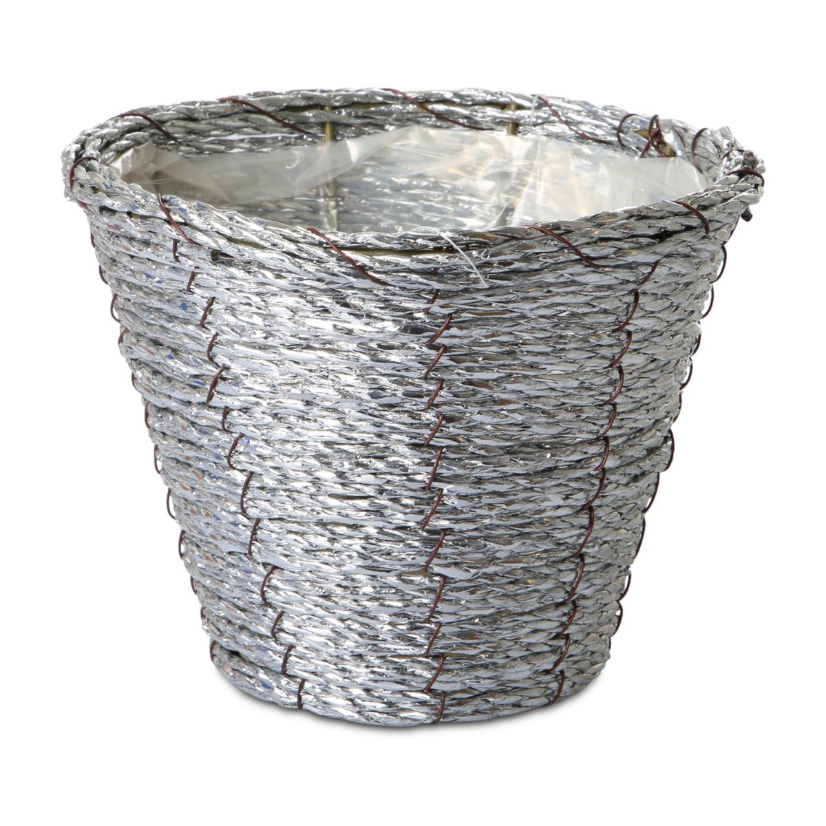 Flechttopf rund - silber