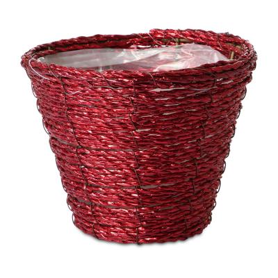 Flechttopf rund - rot