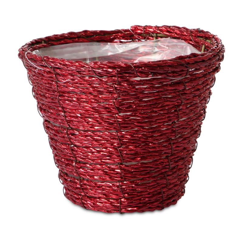 Flechttopf rund - rot