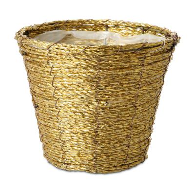 Flechttopf rund - gold