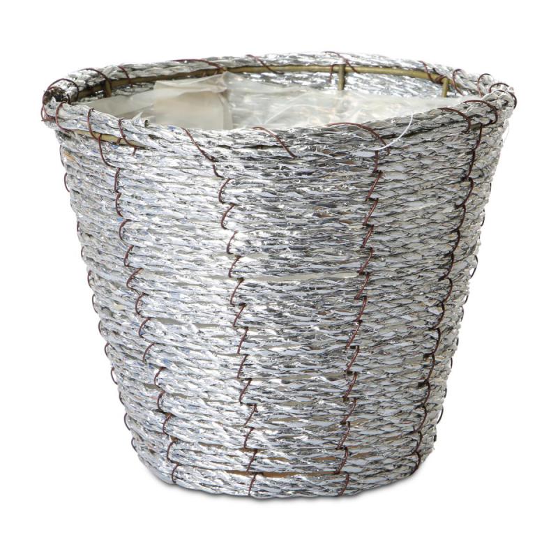 Flechttopf rund - silber