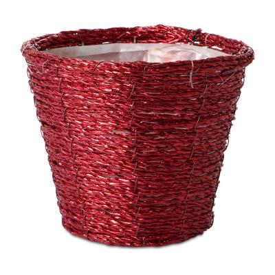 Flechttopf rund - rot