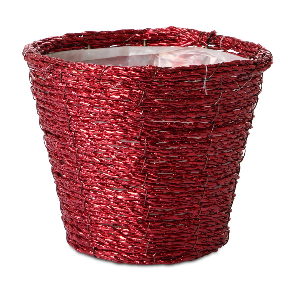 Flechttopf rund - rot