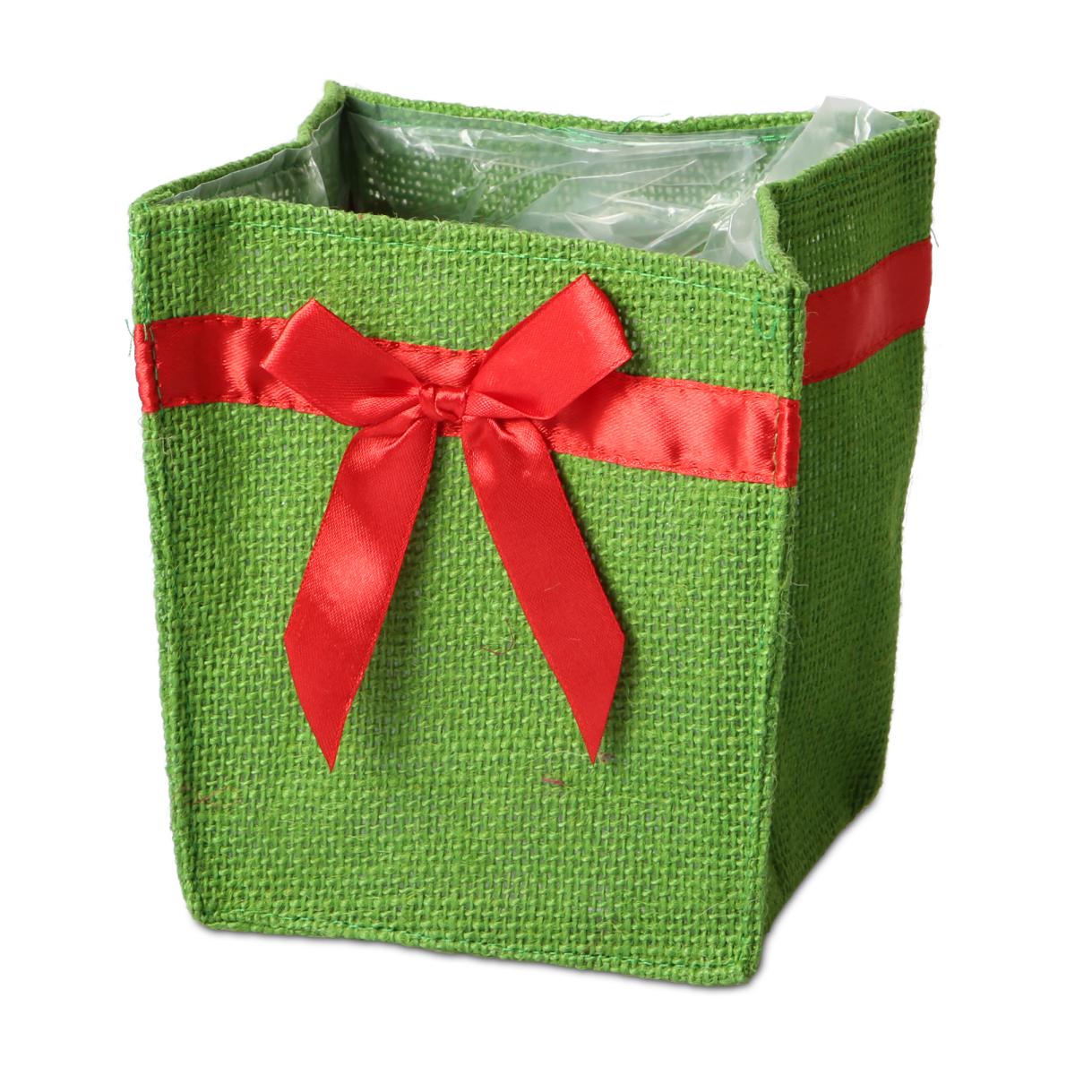 Jute-Topf für 14er mit Schleife grün