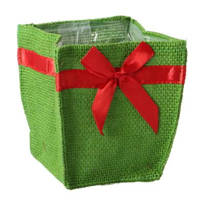 Jute-Topf für 12er mit Schleife grün