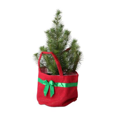 Jute-Tasche mit Henkel und Schleife rot