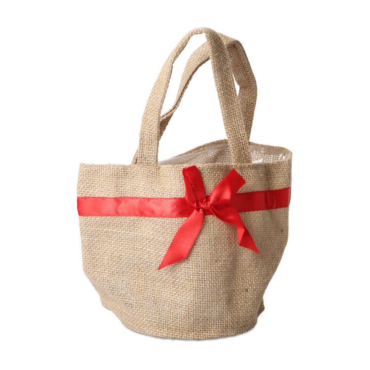 Juta-Tasche mit Henkel und Schleife natur