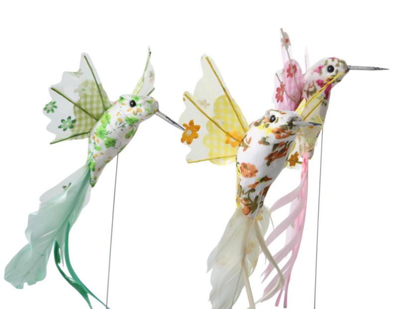 Stoff-Kolibri am Stick farbig