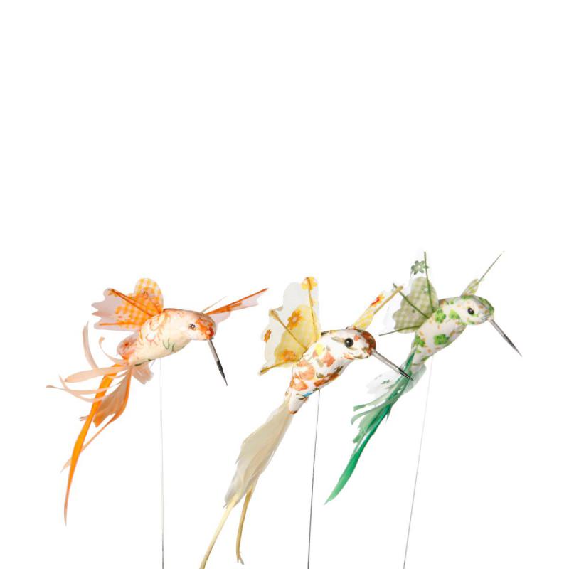 Stoff-Kolibri am Stick farbig