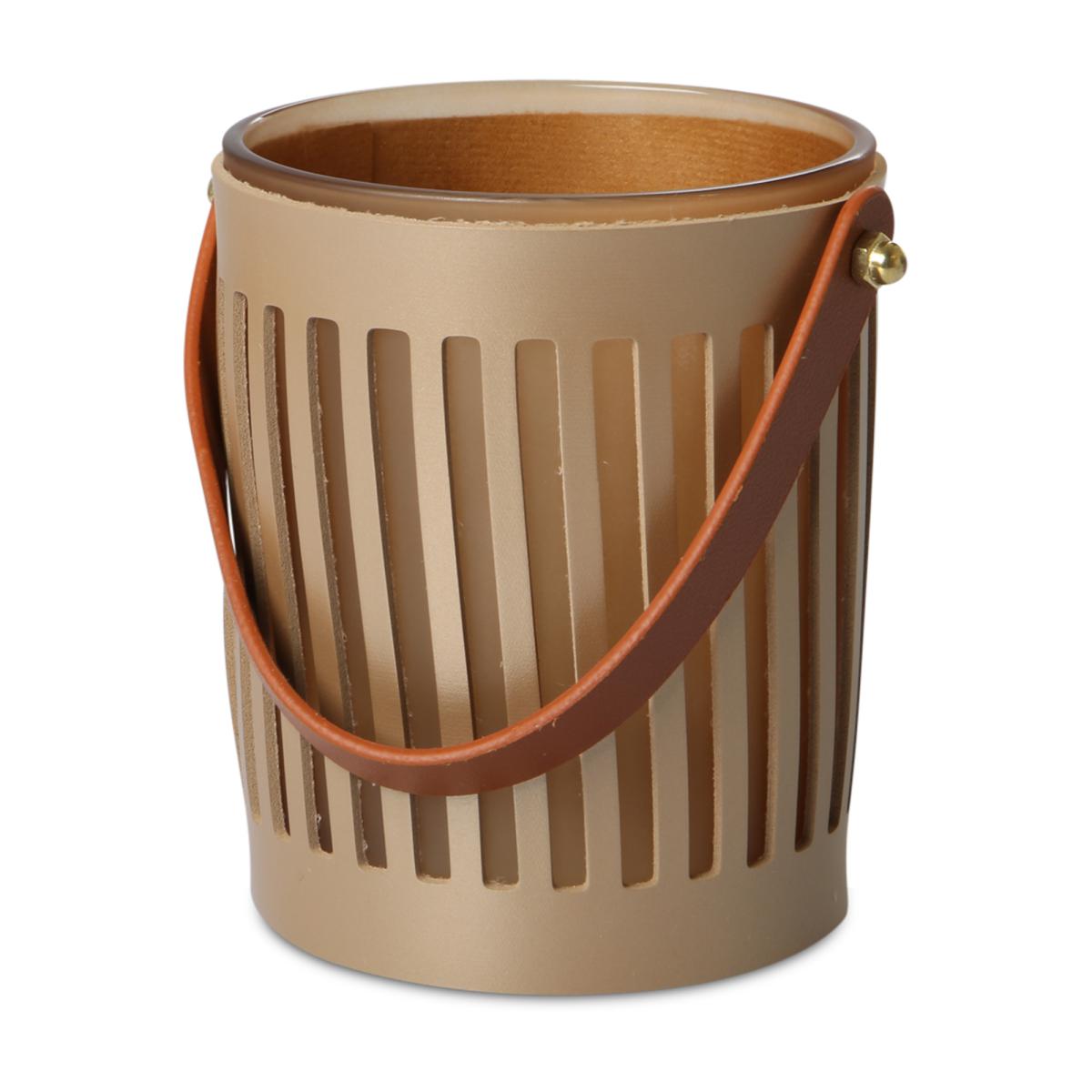 Windlicht mit Lederverkleidung braun