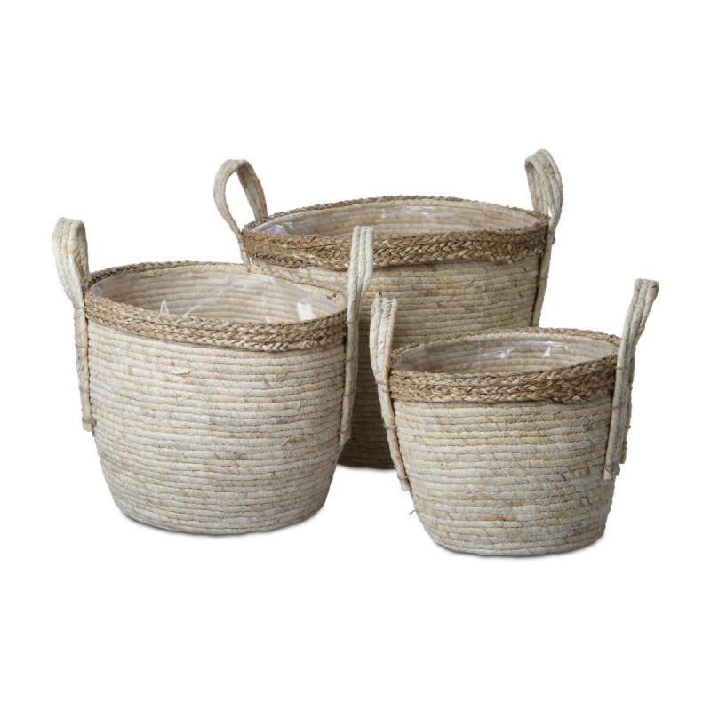 Seegras Korb mit Einsatz gebleicht