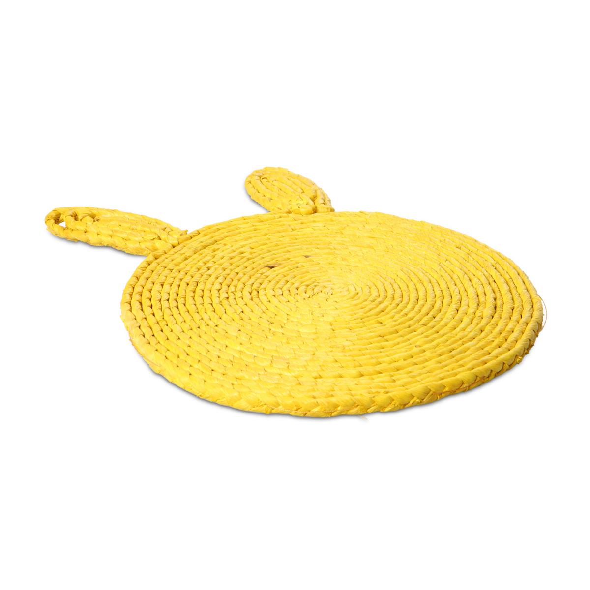 Bast-Untersetzer mit Hasenohren gelb