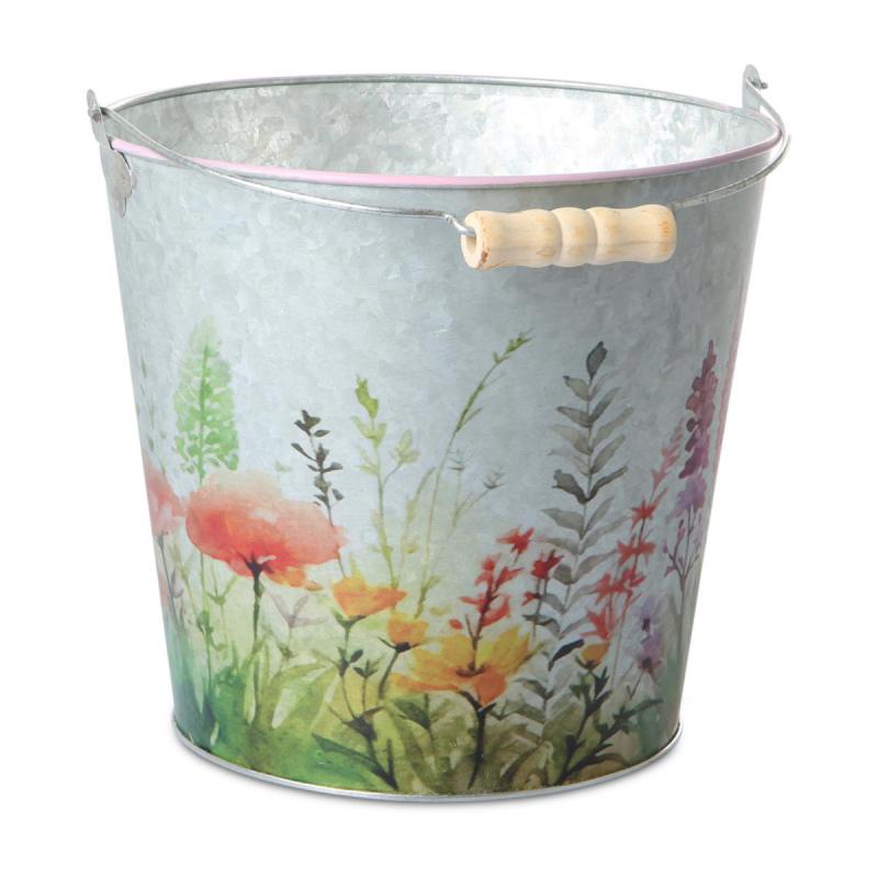 Blechkübel mit Blumenprint