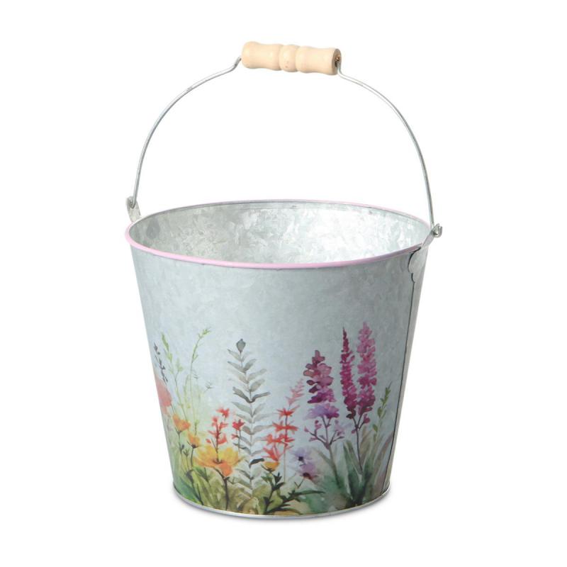 Blechkübel mit Blumenprint