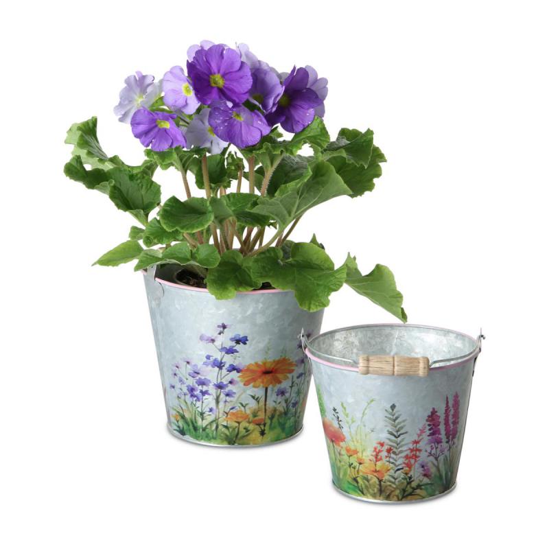 Blechkübel mit Blumenprint